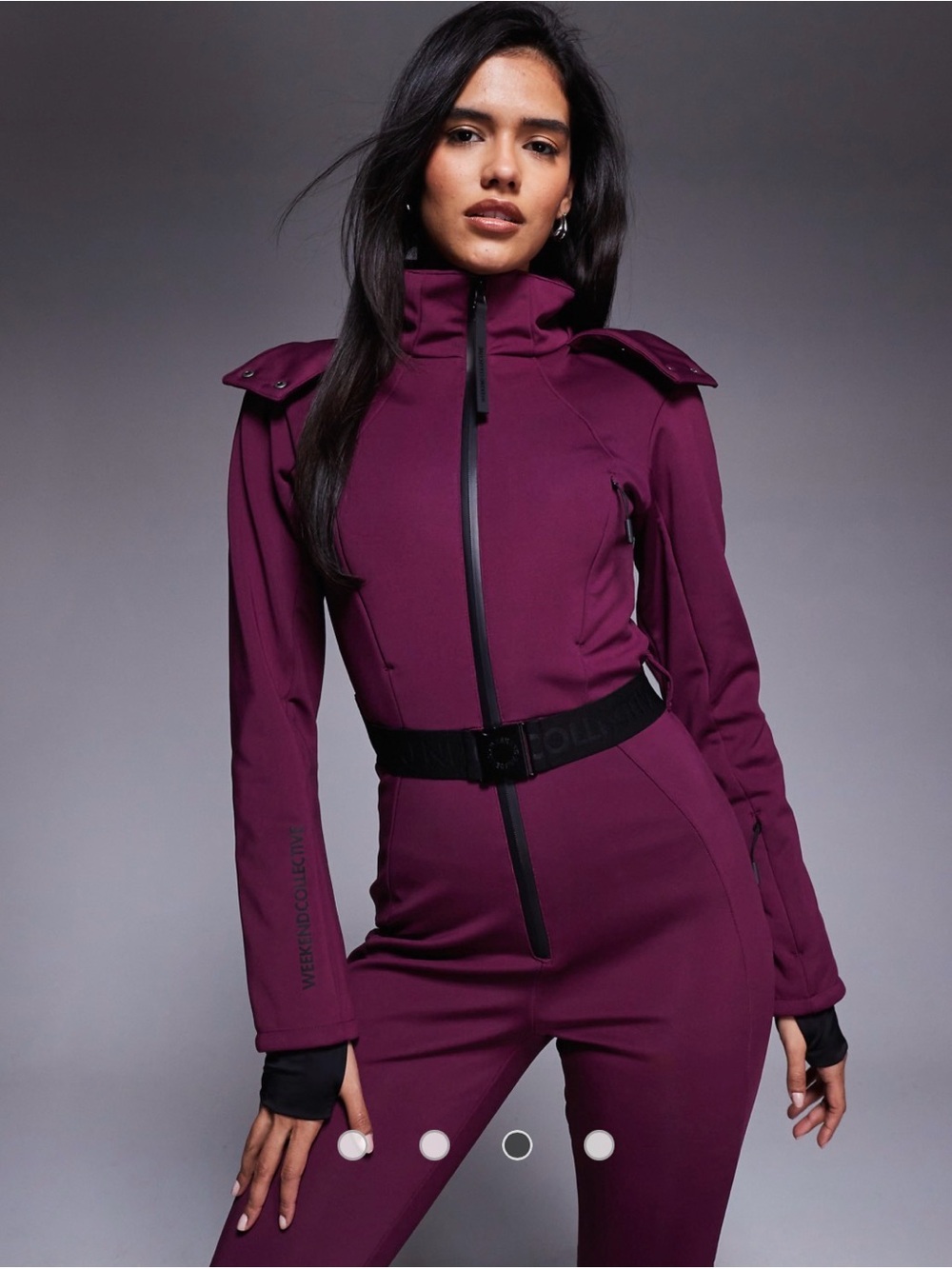 ASOS Weekend Collective ski suit in plum NWT